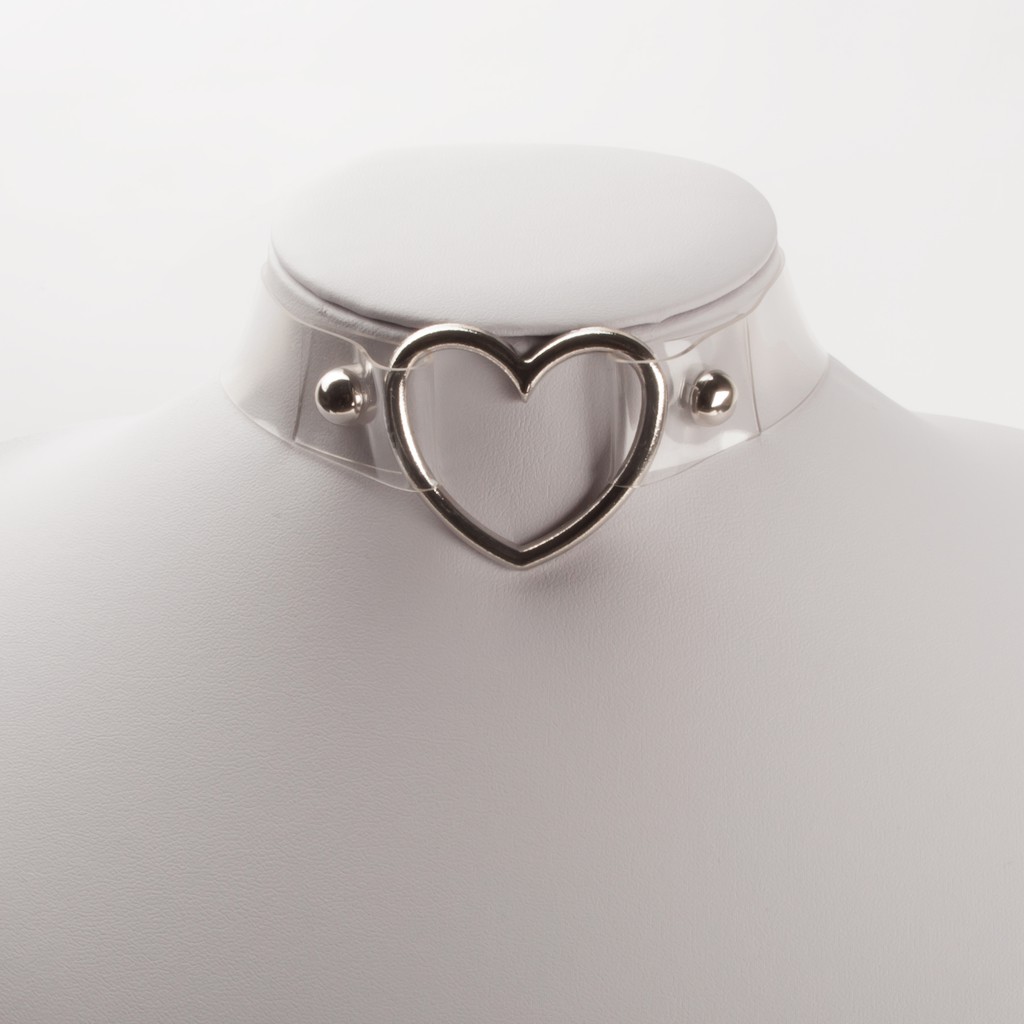 HEART LEATHER CHOKER TRANSPARENT