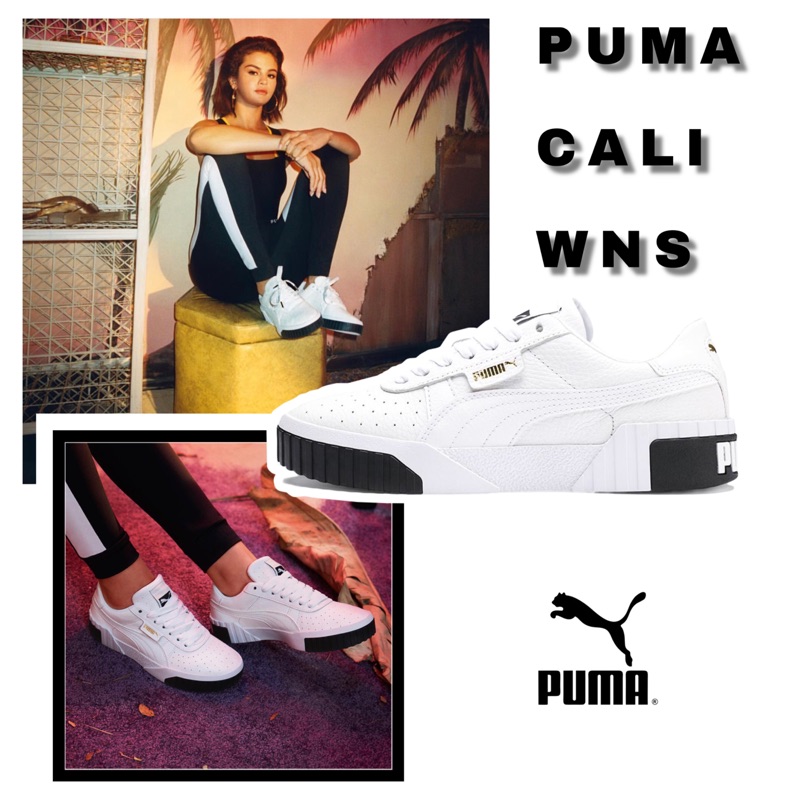 PUMA CALI WNS 女款皮質增高厚底休閒鞋明星款Selena Gomez 白色