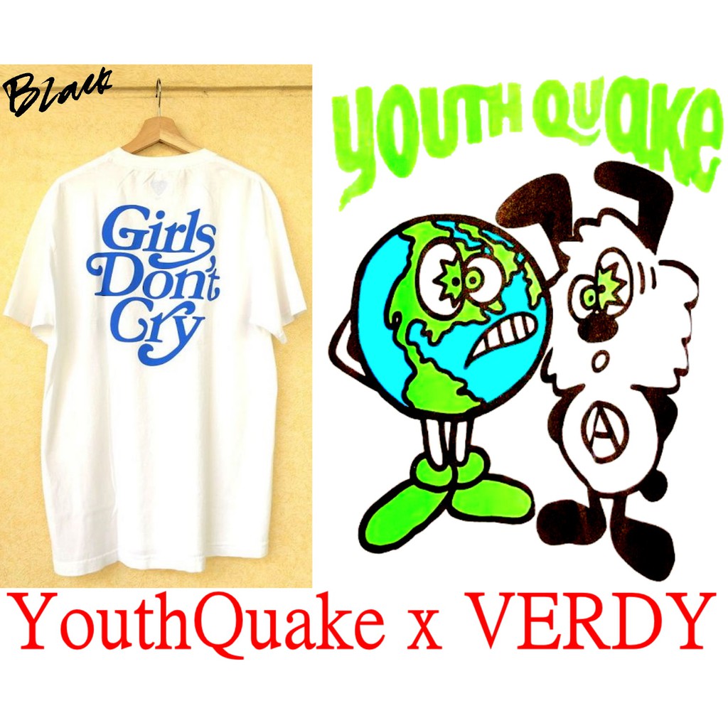 BLACK近全新YouthQuake x VERDY Peace保護地球塗鴉LOGO短T | 蝦皮購物 