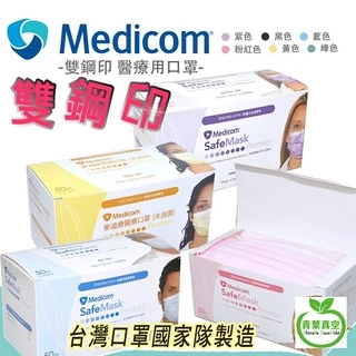 MEDICOM麥迪康 國家隊 醫療口罩 (50片/盒)成人口罩 台灣製口罩 雙鋼印 醫護口罩 公司貨