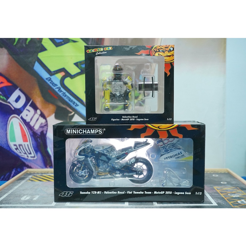 稀有Minichamps 1/12 1:12 M1 Fiat Rossi MotoGP 2010 Laguna Seca