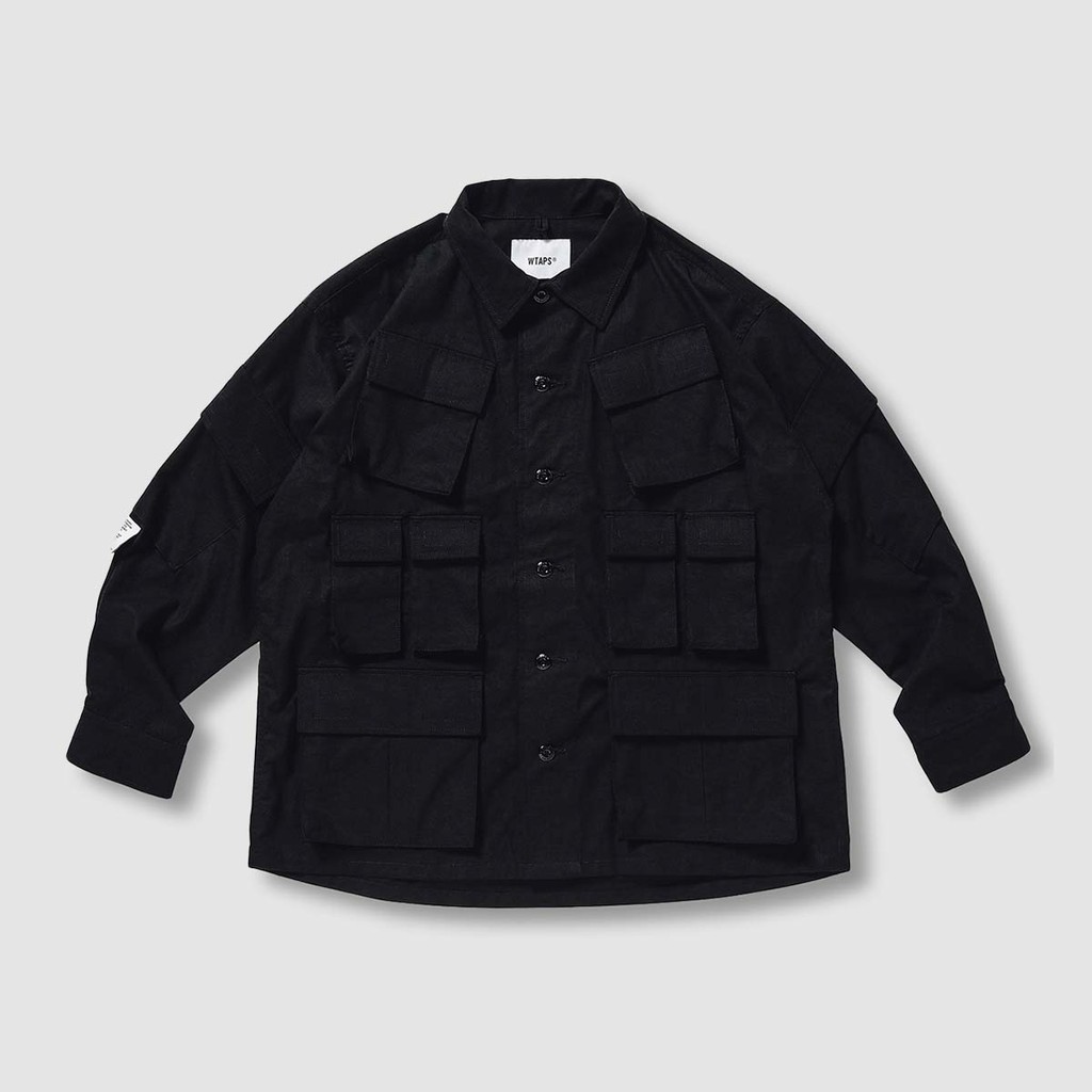 逢甲FUZZY】WTAPS MODULAR LS 長袖襯衫多口袋工裝軍裝黑202BRDT-SHM02