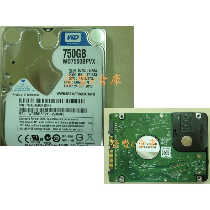 【登豐e倉庫】 F355 WD7500BPVX-22JC3T0 750G SATA3 硬碟維修 救資料 機板燒痕 | 蝦皮購物