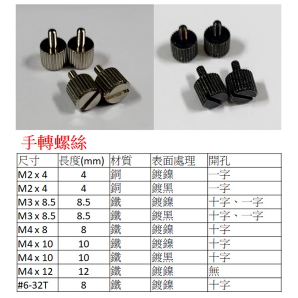 【台製】M2,M3,M4,#6-32T 手轉螺絲,一字手轉螺絲,十字手轉螺絲 | 蝦皮購物