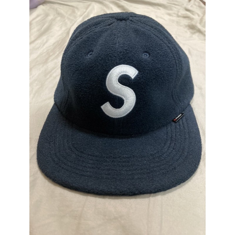 (全新)Supreme Polartec S logo 6-Panel Hat 絨毛六分帽 深藍色