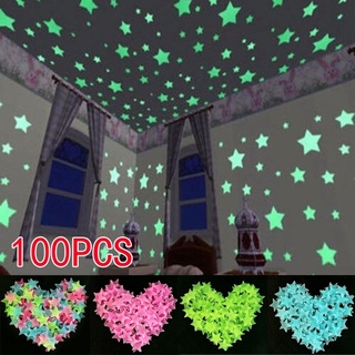 滿額免運🚛星星夜光貼片(100片/包) 星星貼紙發光在黑暗的牆壁 兒童臥室裝飾熒光貼片