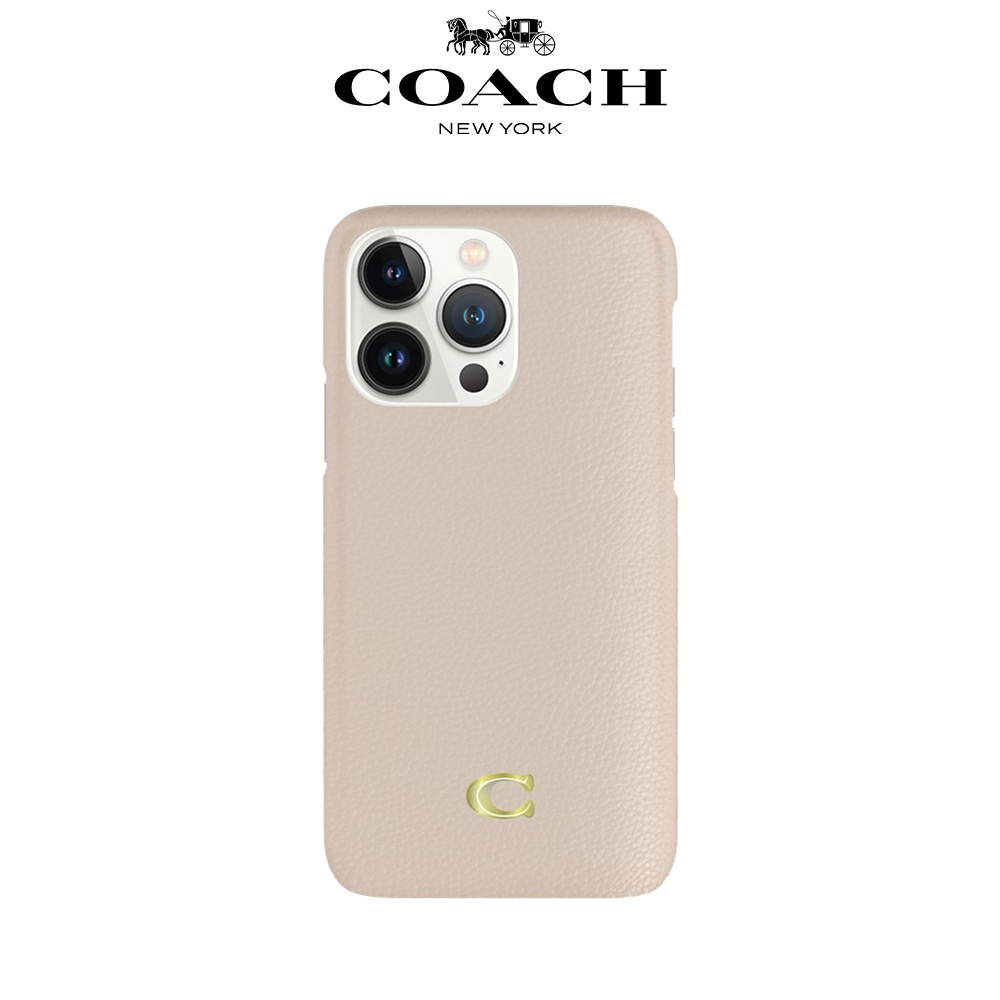 COACH】iPhone 14/Pro/Plus/Pro Max 真皮手機殼粉白經典大C | 蝦皮購物