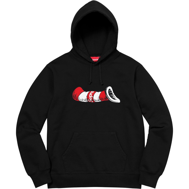 Supreme 2018 f/w Cat in the Hat Hooded Sweatshirt 帽T 黑色 L