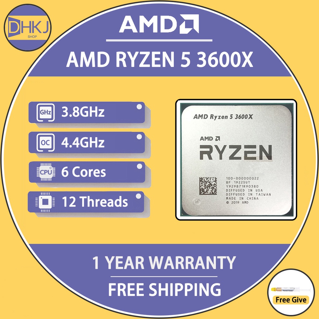 二手 AMD 銳龍 5 3600X R5 3600X 3.8 GHz 6 核 12 線程 CPU 處理器 7NM 95W | 蝦皮購物