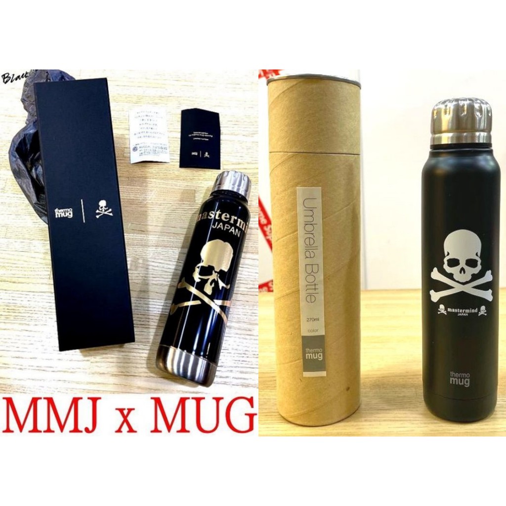 BLACK全新MASTERMIND JAPAN x thermo mug日本傳統技法MMJ灰黑色上釉骷髏保溫瓶