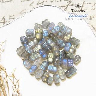 晶格格的多寶格》天然透體彩光拉長石貔貅直孔珠【RD087】約7-10mm散珠