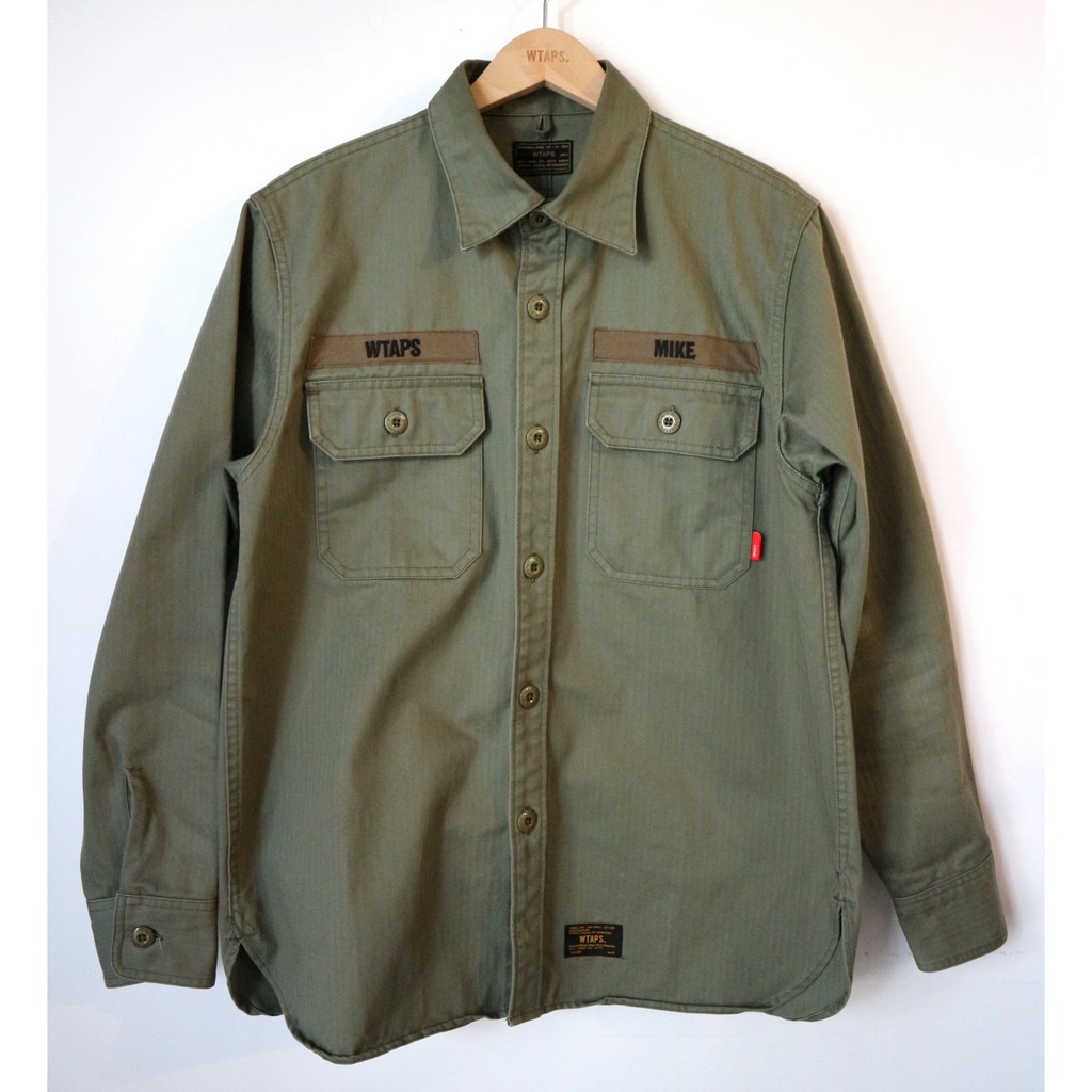 16 WTAPS BUDS LS SHIRTS HELL IN BONE 軍裝襯衫口袋兩袋軍事軍襯