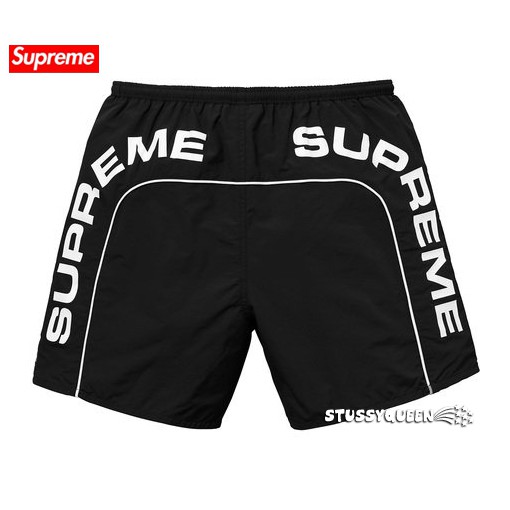 全新正品2018 SS Supreme Arc Logo Water Short 字體沙灘褲短褲黑色M