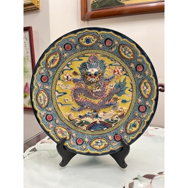 智廬林俊亨（祥龍獻瑞）31*31*5cm跤趾陶交趾燒| 蝦皮購物