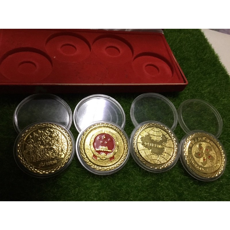 97 香港回歸祖國紀念章4枚一組收藏紀念盒組| 蝦皮購物