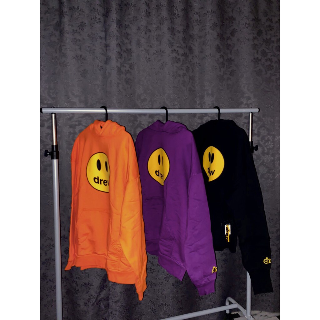 Drew House 笑臉帽踢drew house mascot hoodie 黑、橘、紫| 蝦皮購物