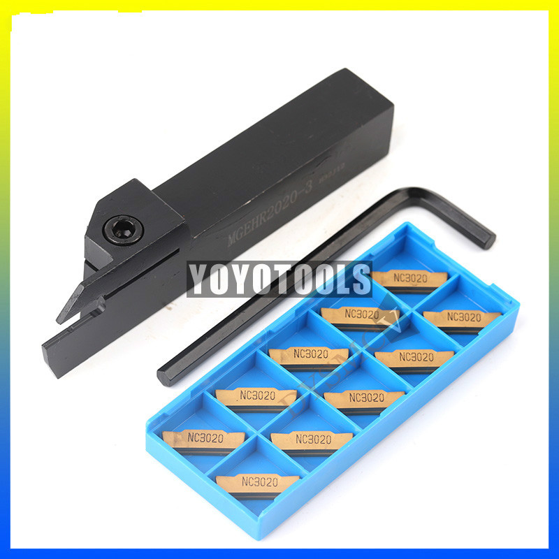 MGEHR1010 MGEHR1212 MGEHR1616 MGEHR2020 MGEHR2525 Externe Groefbeitelhouder Carbide Wisselplaten Draaibank Draaien Afsteken Tool Set (Size : 3MM, Color : MGMN400_NO HOLDER