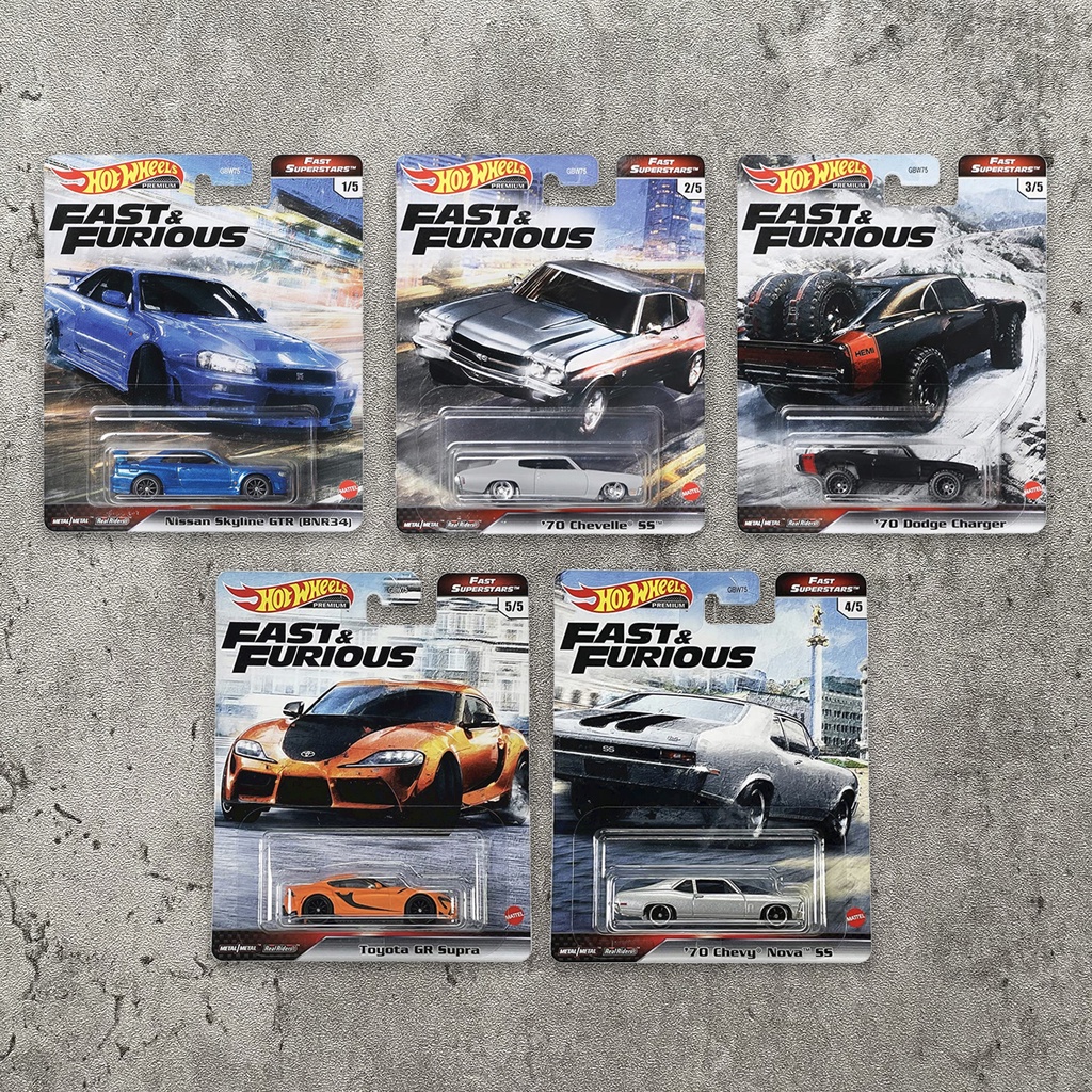 HOTWHEELS 風火輪 FAST & FURIOUS 玩命關頭 SUPERSTARS 全套五款 R34 SUPRA