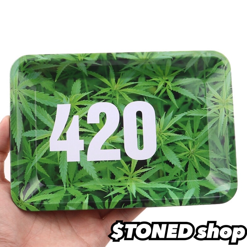 420 【$TONED shop】馬口鐵盤大麻葉雷鬼教父捲菸捲菸托盤鐵盤