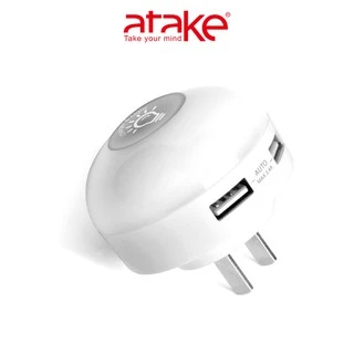 【atake】3.4A雙USB快充小夜燈充電器 三段式觸控/觸控夜燈/充電頭/豆腐頭