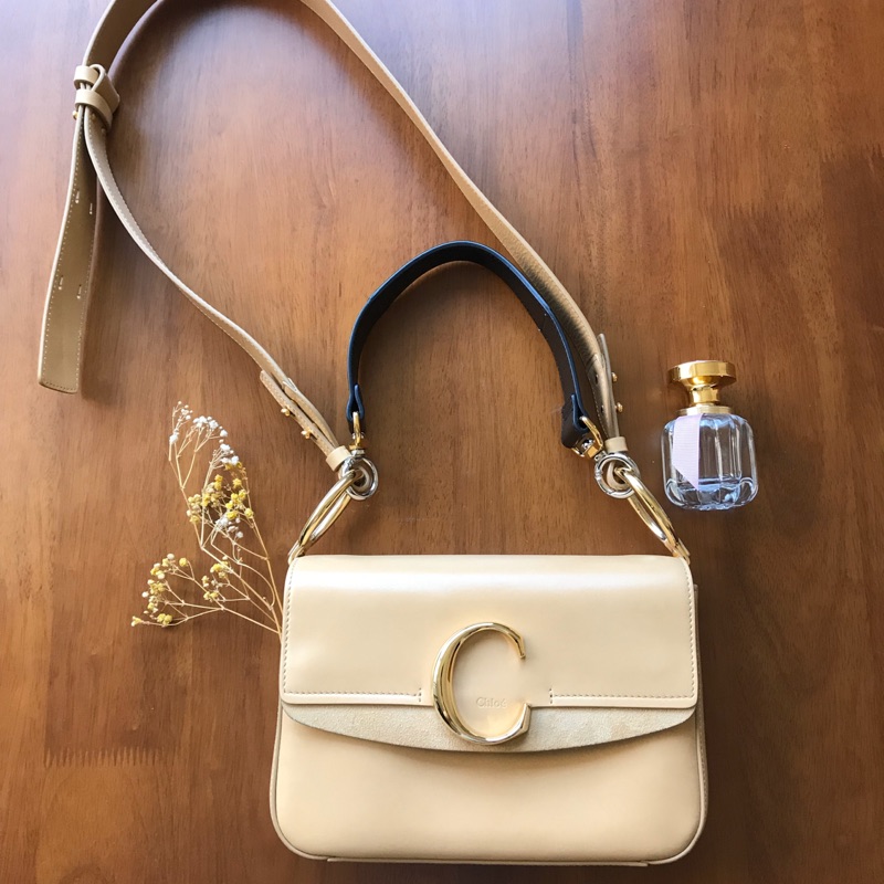 售出》Chloe Chloé C字包 小號small肩背包 麂皮/小牛皮 | 蝦皮購物