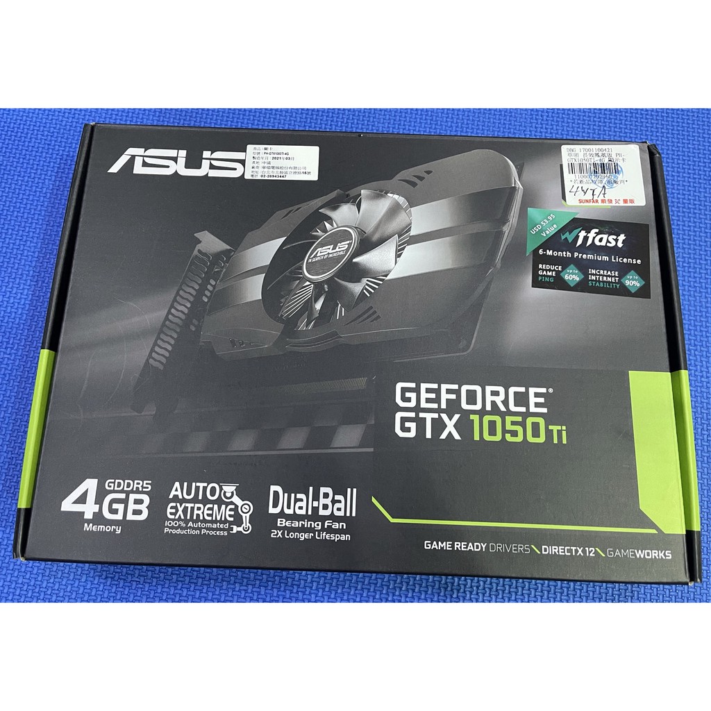 拆封新品asus gtx 1050ti 4g 無需外接電源省電版顯示卡2021年4月30購入