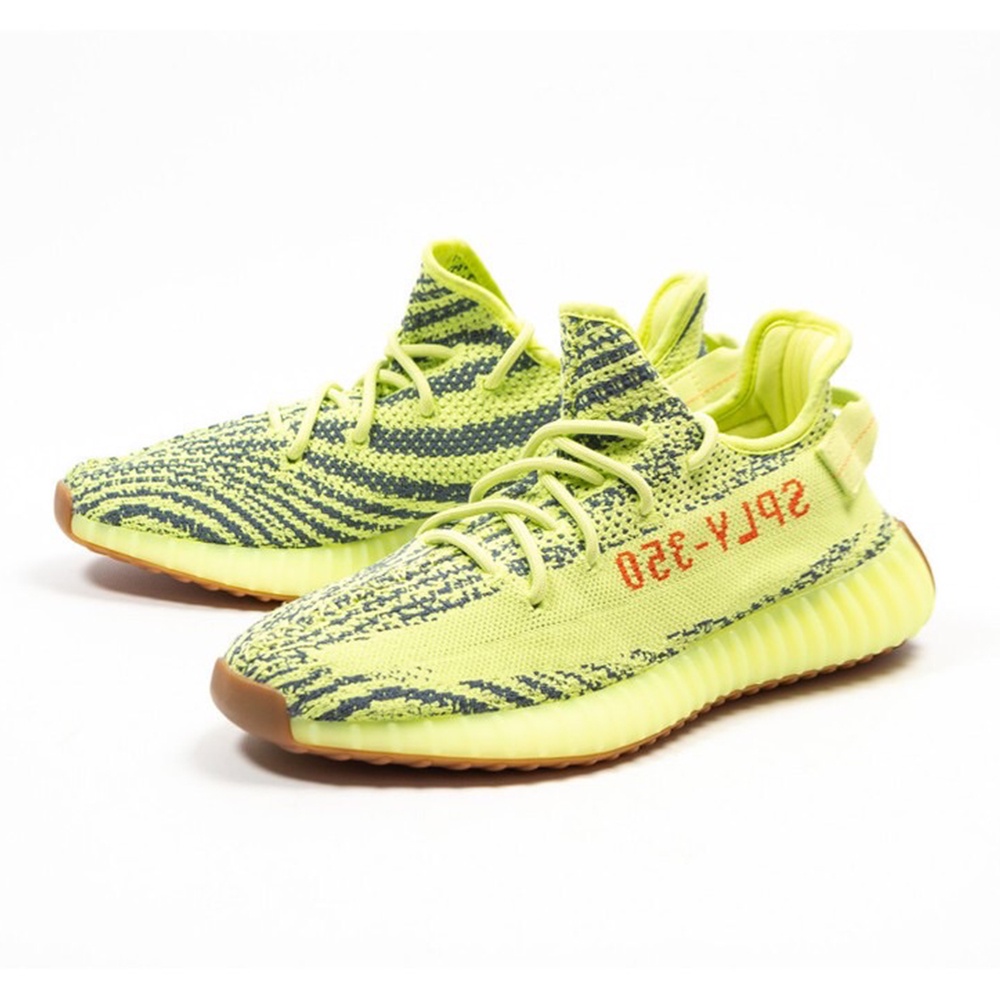 菁炭元素】ADIDAS Yeezy Boost 350 V2 螢光黃黃斑馬B37572 -27cm