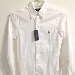 英國🇬🇧購入‼️原4680$全新正品Ralph Lauren白色長袖襯衫 吊牌未拆polo 小馬白底深藍馬