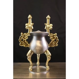 【寂】蔵出時代銅製大型爵 三足爵杯 三足酒盃 鬼面耳 / 酒器☆時代物☆重約2.9kg■ 青铜爵杯价格报价行情- 京东