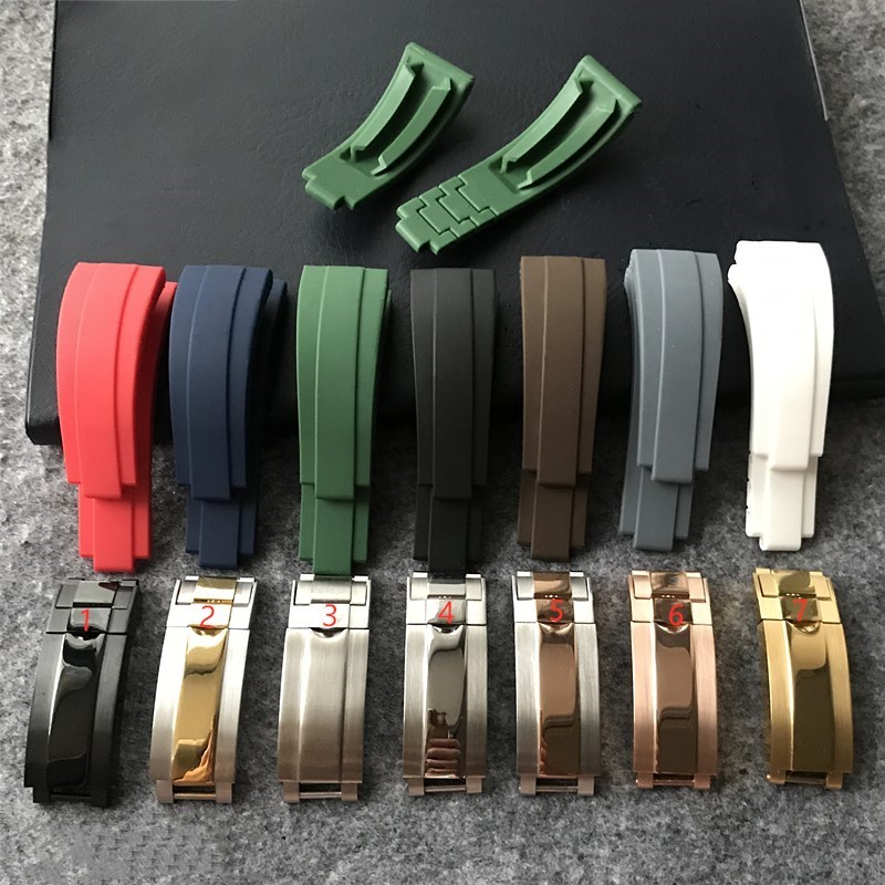 代用勞力士錶帶 橡膠 rolex綠黑水鬼迪通拿矽膠手錶帶微調扣 | 蝦皮購物