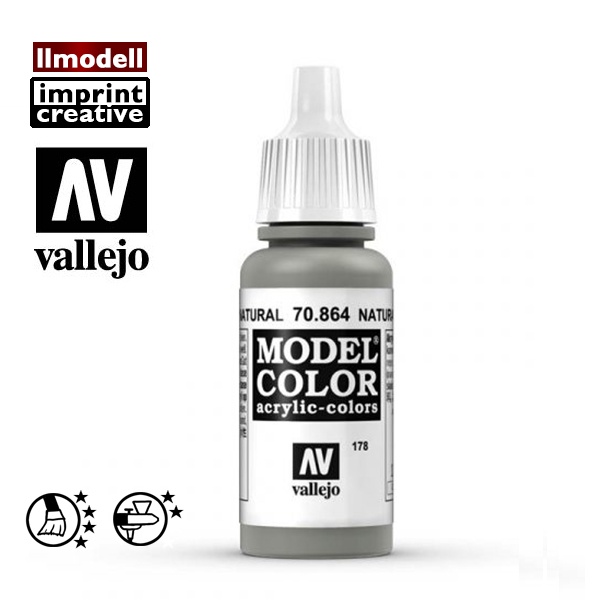 AV Vallejo 金屬色自然鋼鐵色70864 Natural Steel 黑鐵色水性模型漆壓