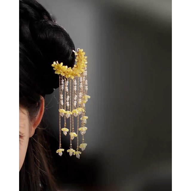 鬓帘发钗簪子 发簪简约古风桂花头饰发饰汉服明制配饰女 流苏步摇 | 蝦皮購物