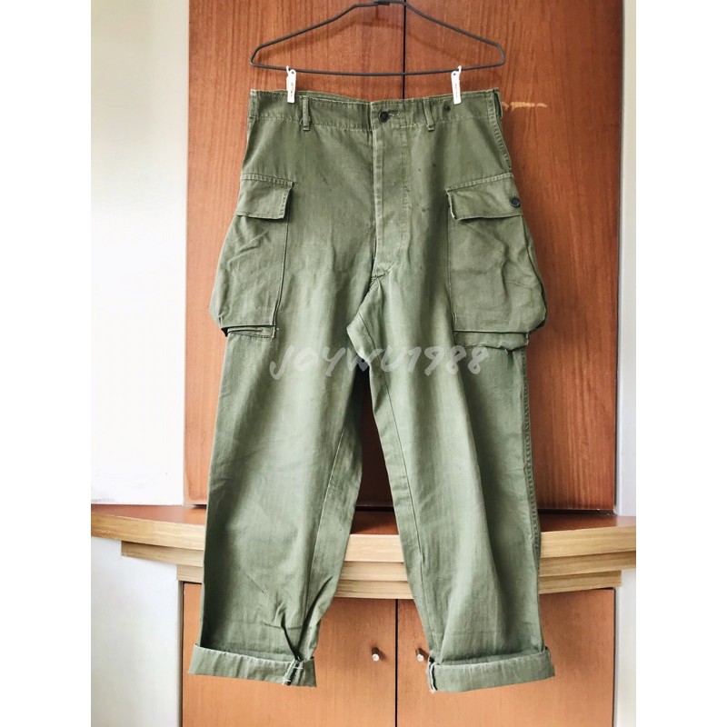 WW2 40s 美軍公發 M-43 HBT trousers 人字紋 自用老品 P44