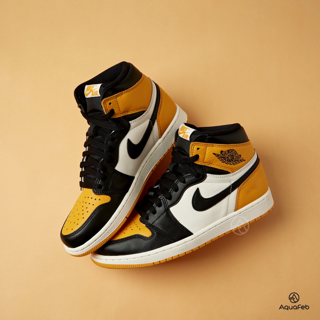 Nike Air Jordan 1 Retro High OG男黑白黃AJ1 高筒運動休閒鞋555088