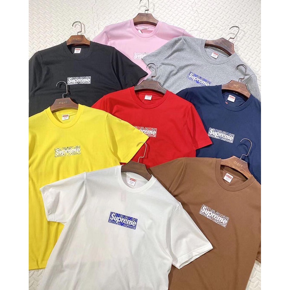 全新限量免運Supreme 19FW Bandana Box Logo Tee 變形蟲腰果花