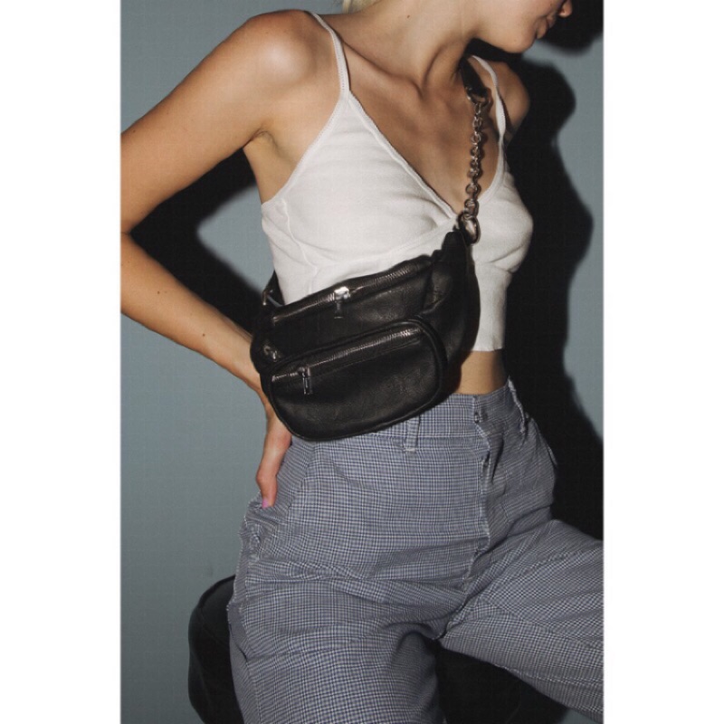 Brandy melville black shop leather fanny pack