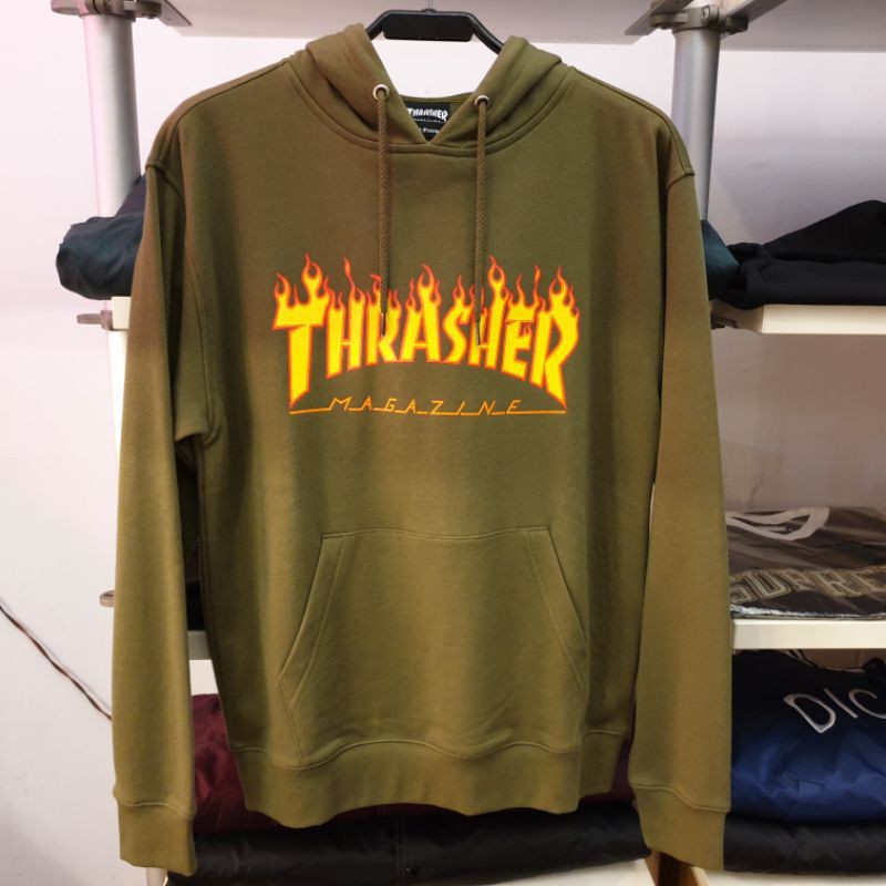 Thrasher hoodie hot sale green flame