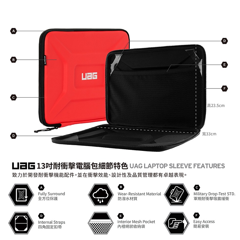 UAG 耐衝擊 14吋 軍規防摔電腦包, 紅