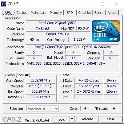 Intel Q9500 2.83ghz 6M 1333Mhz 桌機用 775腳位 4核心CPU | 蝦皮購物