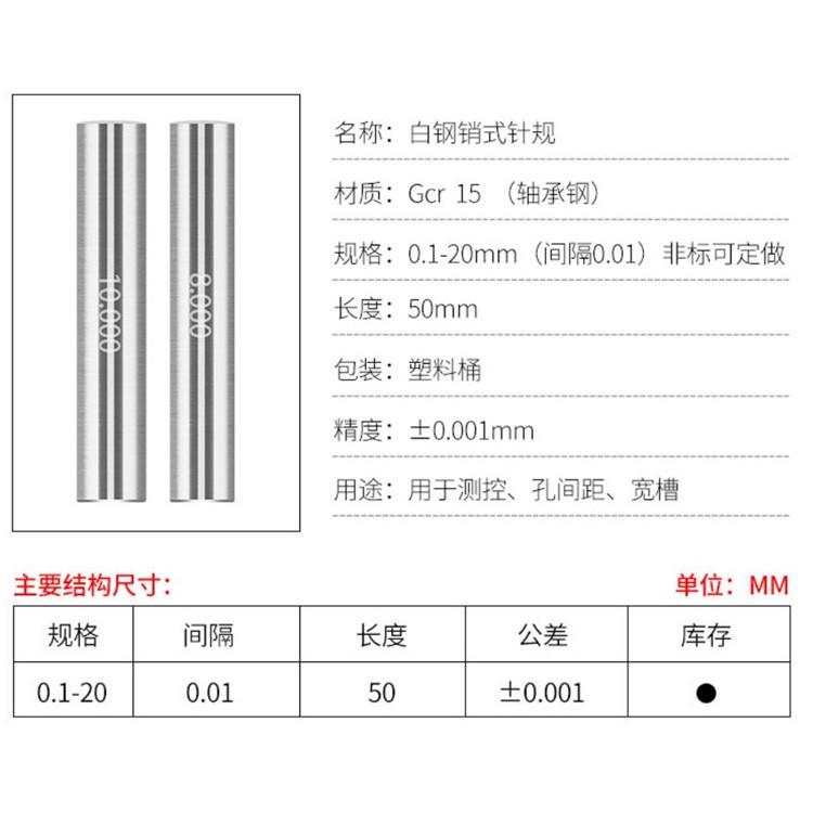 針規 PIN規 銷式針規 光滑塞規 pin圓棒 量孔徑專用高精度量規 精密量規檢具0.1-17.00 長50mm非標可做 | 蝦皮購物