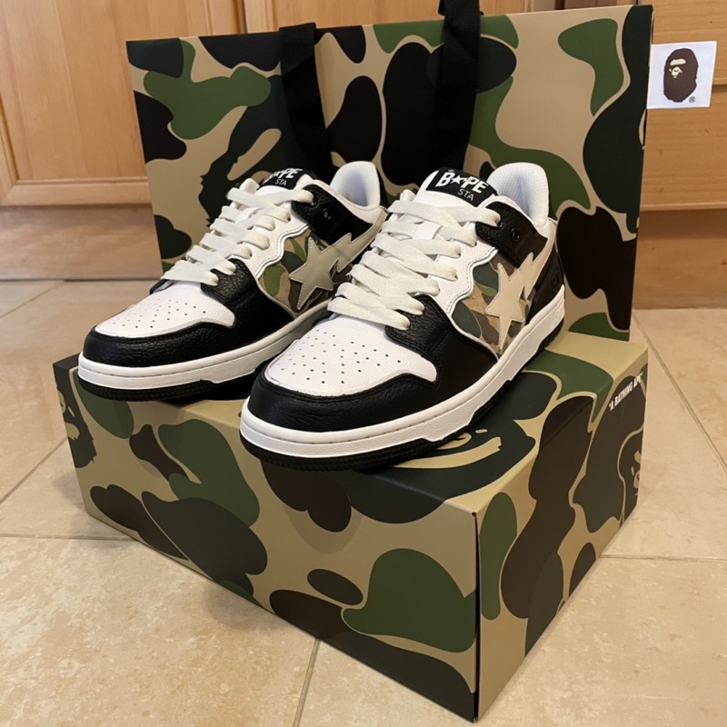 售出9號BAPE APE SK8 BAPESTA BAPE sta 流星鞋dunk 黑白綠迷彩Nike