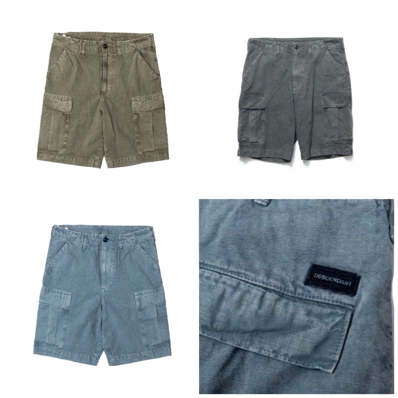 DESCENDANT 18SS DWU RIPSTOP SHORTS 蠟染重水洗短褲