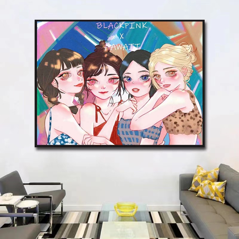 【ORFON】 BLACKPINK k-pop 偶像 數字油畫 40X50CM 無框繪畫 DIY 裝飾畫家居相框畫 | 蝦皮購物