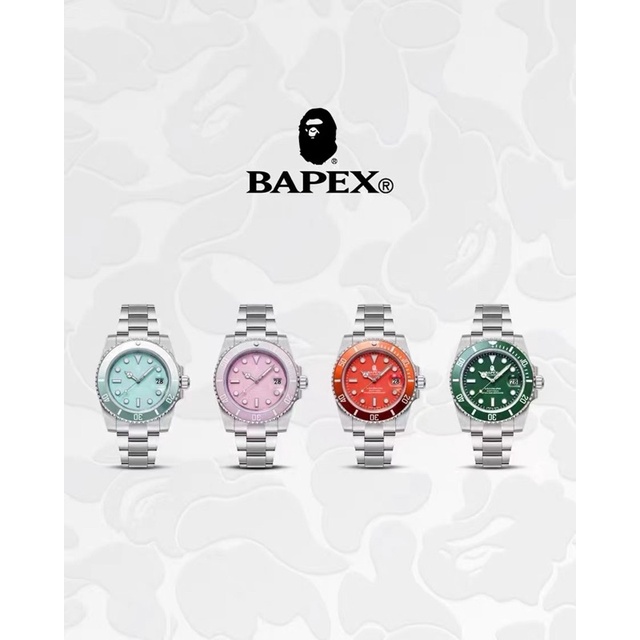 22 A BATHING APE TYPE1 BAPEX Watch 粉紅/水藍/綠水鬼機械錶手錶猿人