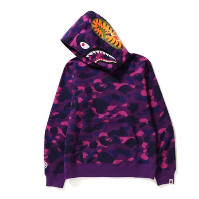 A Bathing ape bape COLOR CAMO SHARK HOODIE 紫迷彩鯊魚帽T | 蝦皮購物