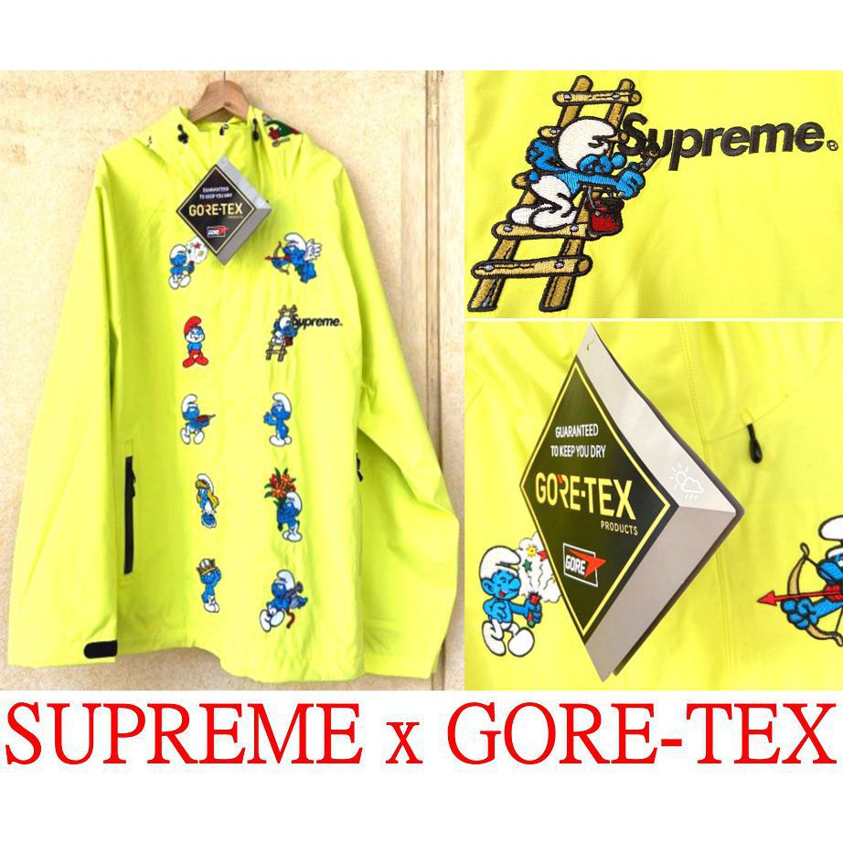 BLACK全新SUPREME x GORE-TEX x The Smurfs 藍色小精靈套頭風衣外套