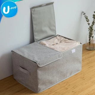 【U-mop】雙蓋衣物收納箱 折疊分格整理盒 防塵收納盒 衣物雜物 儲物箱 可摺疊