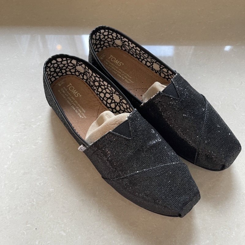 Toms black sparkle shoes sale