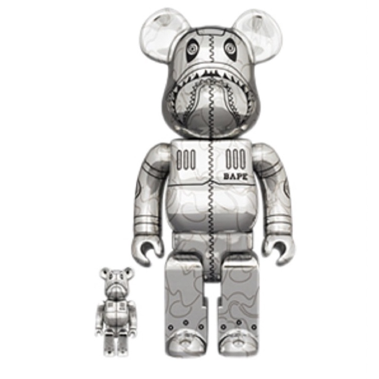 現貨銀色款Bape x Sorayama 空山基聯名Be@rbrick 400%+100% APE | 蝦皮購物