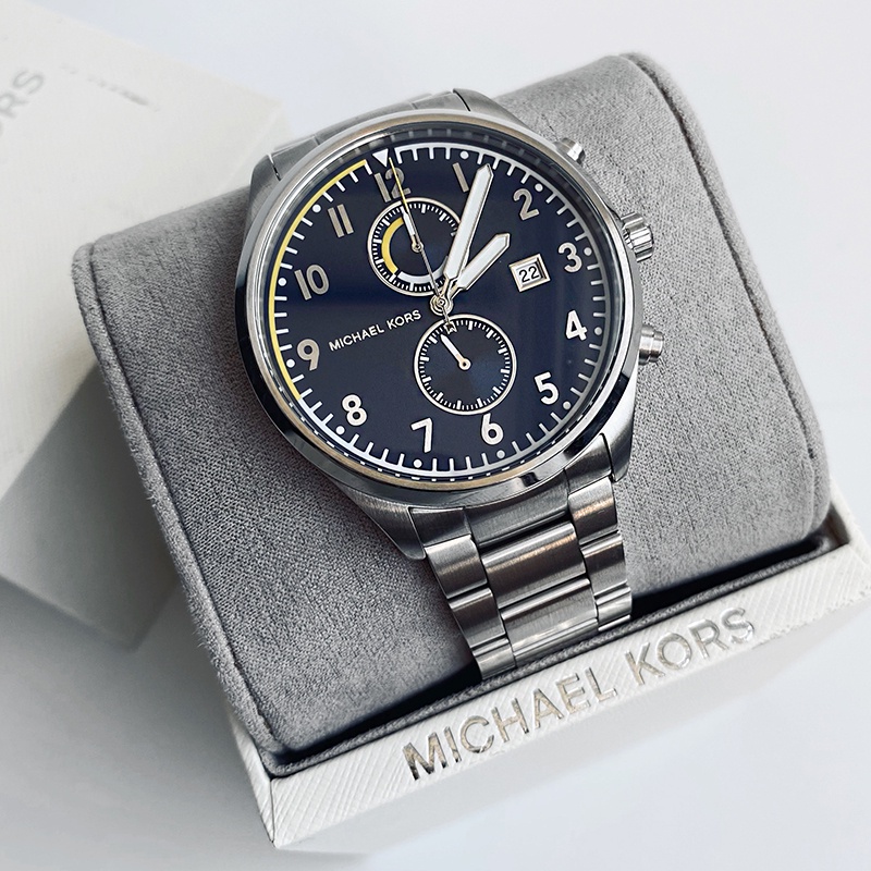美國百分百【Michael Kors】手錶MK8574 男錶MK 不鏽鋼雙眼禮盒專櫃配件 